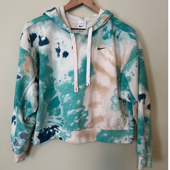 Nike Tops - Nike Tie Dye Cropped Hoodie Sweatshirt Small